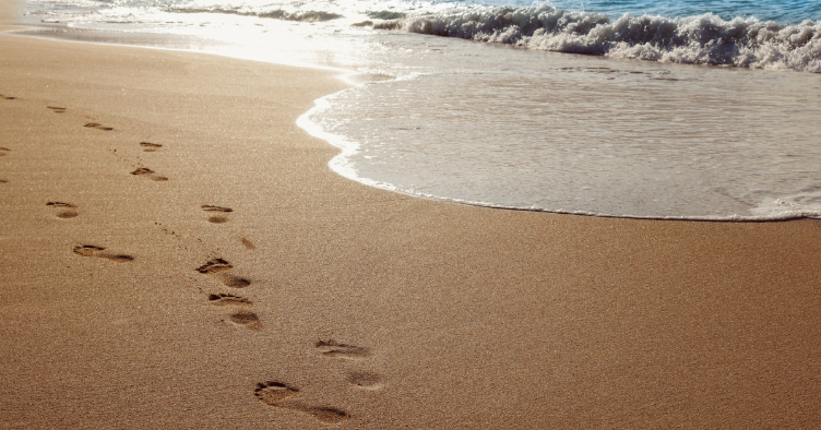 Foot prints on the beach